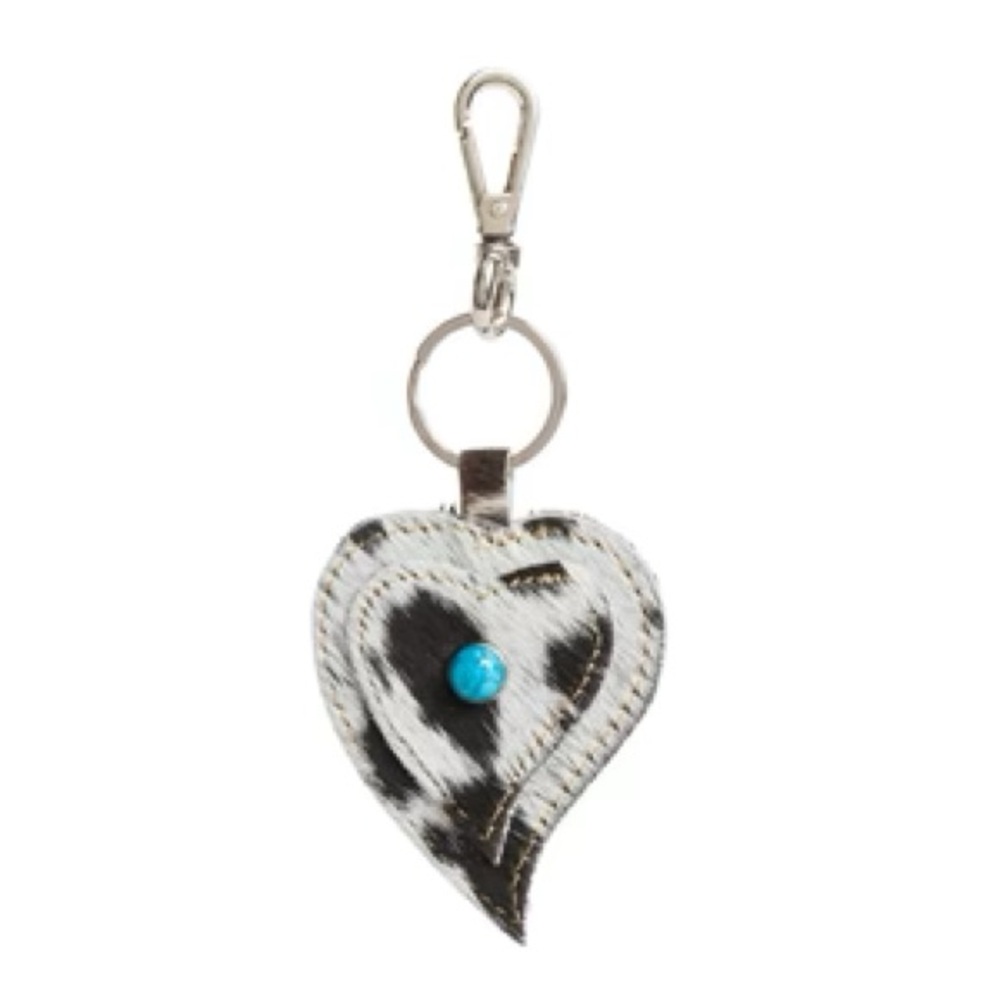 Heart Shaped Keychain with Turquoise Accent